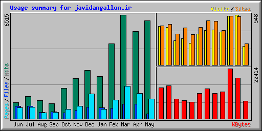 Usage summary for javidangallon.ir